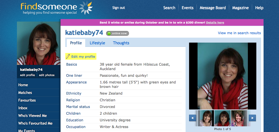 example of profile on dating site